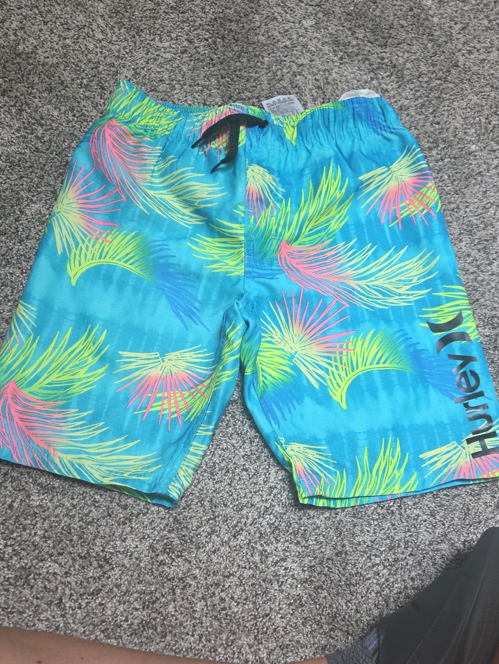 Hurley Bright Teal Palm-Print Board Shorts